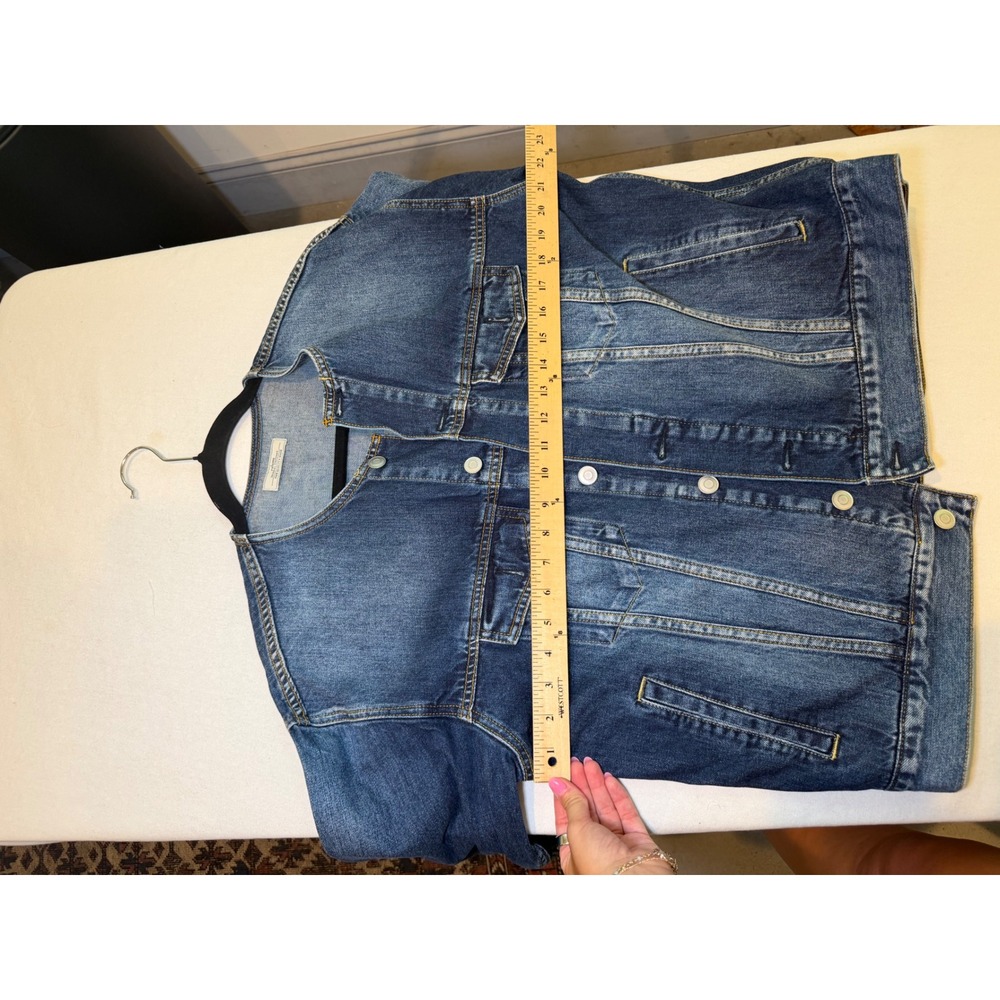Relume Journal Standard Womens Collarless Denim Jacket Medium Wash Size F Blue - Picture 8 of 8